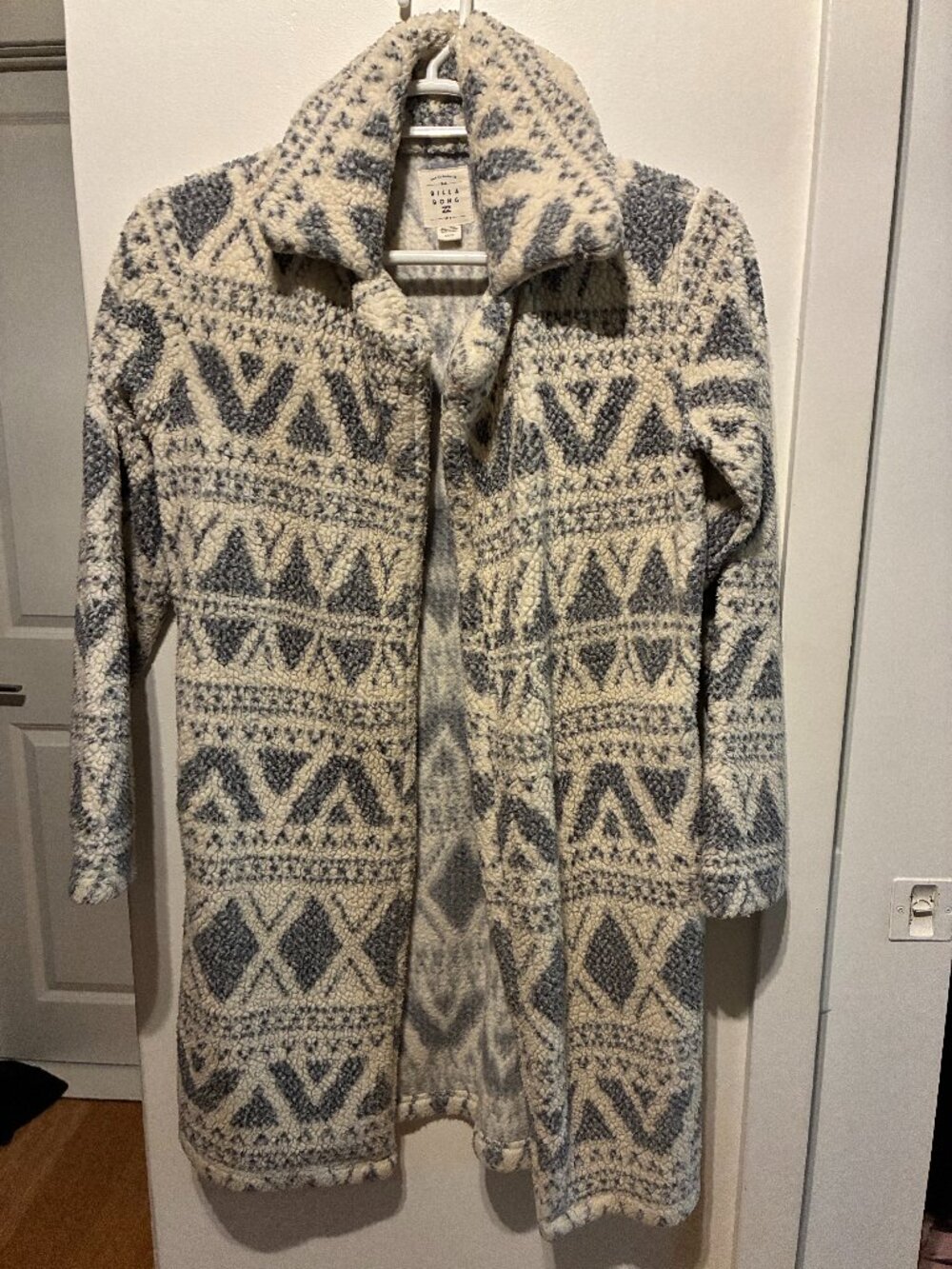 Billabong Sherpa Longline Coat Southwestern Aztec Print XS